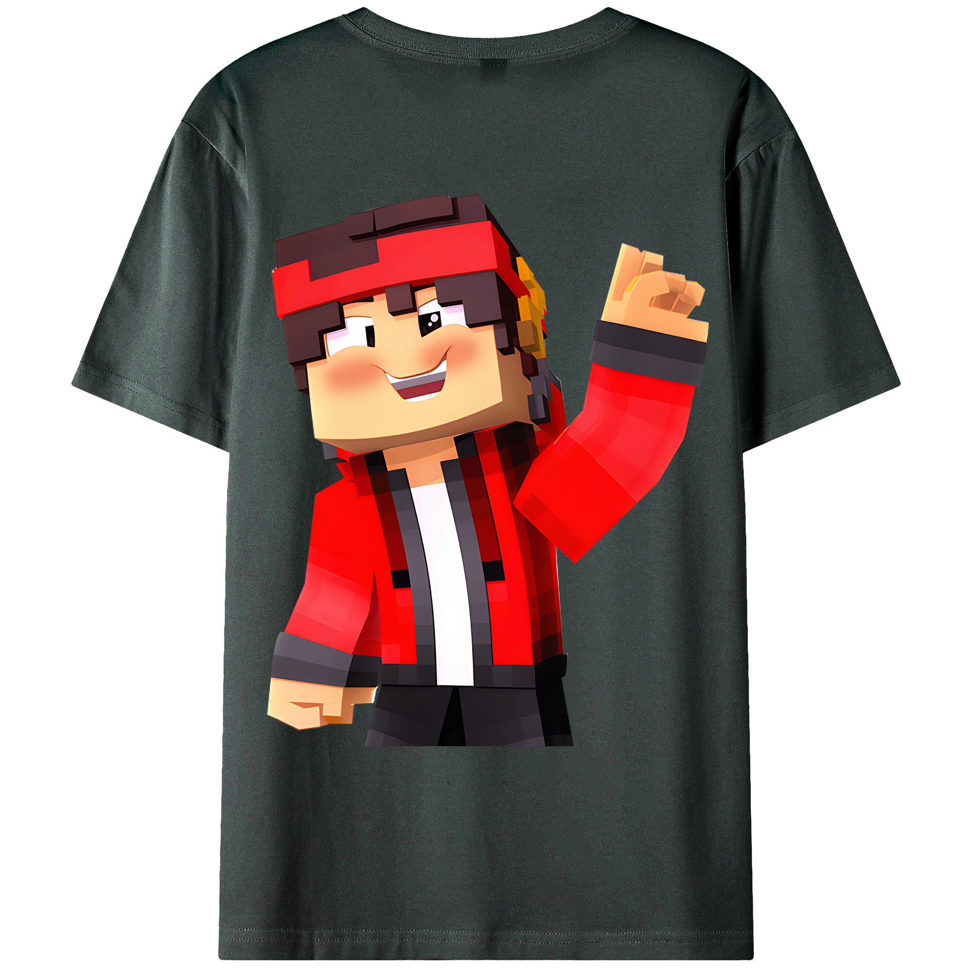 （画像用） マインクラフト ブロックの世界 Minecraft MC Block world 綿100％ メンズ半袖Tシャツ（バックプリント） 通気性